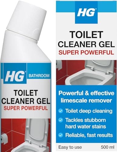 Image of HG Toilet Cleaner Gel, Super Powerful Toilet Bowl, Rim & Loo Seat Stain Remover & Descaler, Effective WC & Bathroom Cleaner, Ceramic Steel & Chrome Safe - 500ml (Pack of 2)