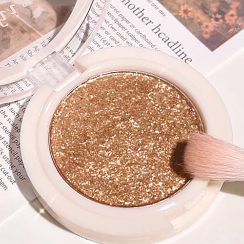Image of Champagne Golden Glitter Single Eye Shadows Waterproof Long Lasting Gold Shimmer Powder Eyeshadow Highly Pigmented Blendable Champagne Eyeshadow Single Palette