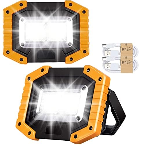 Image of Edasion 30W LED Work Light Rechargeable COB Floodlight Super Bright 2000LM Portable Light Outdoor USB Battery Security Light Waterproof for Camping Fishing Hiking Car Garage, 2 Packs