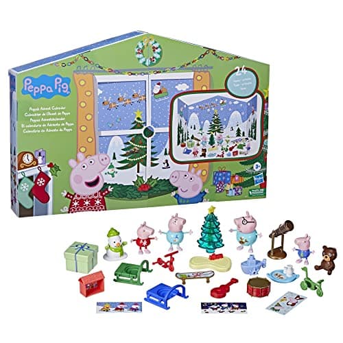 Image of Peppa Pig Peppa’s Kids Advent Calendar, Contains 24 Surprise Toys, 4 Holiday Peppa Pig Family Figures; Ages 3 and Up