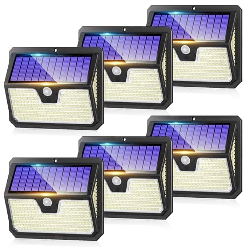 Image of 6 Pack Outdoor Solar Lights, 238 LED Solar Security Lights and 3 Modes Motion Sensor 270° Wide Angle Solar Powered Lights IP65 Waterproof Solar Wall Light for Front Door, Yard, Garage, Garden