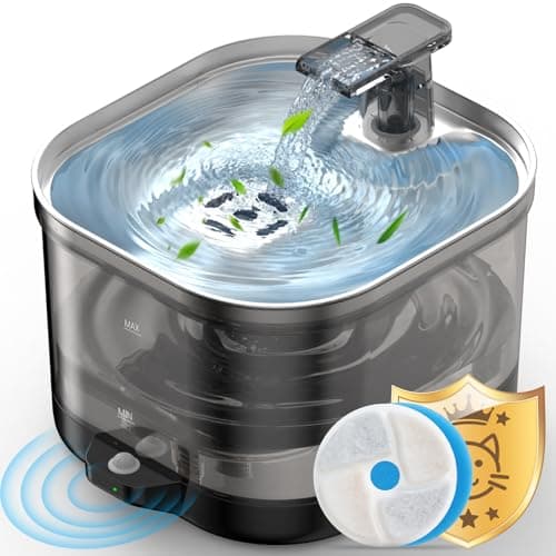 Image of Mixoo 2026 Unique Wireless Cat Water Fountain for Drinking with Filters, Smart Silent 2L Pet Water Dispenser, 5000mAh Cordless Battery Operated, Rechargeable