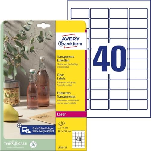 Image of Avery Zweckform L7781-25 Crystal Clear Labels 45.7 x 25.4 mm