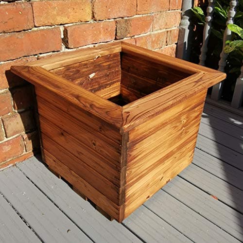 Image of Charles Taylor Trading Hand Made Chunky Rustic Wooden Garden Large Square Planter