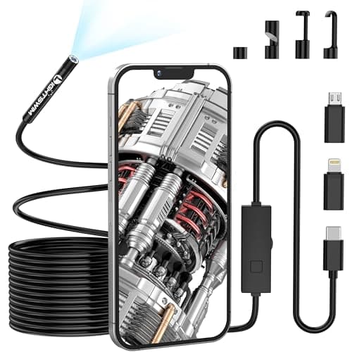 Image of 5.5MM 1920P Endoscope Snake Inspection Camera, Lightswim Type C Borescope, Scope Camera with 8 LED Lights for Android and iOS Smartphone, iPhone, iPad, Samsung (16.5 FT/5M)