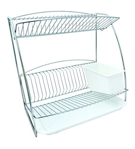 Image of Delfinware 3003SS Stainless Steel 2 Tier Plate Rack, Silver
