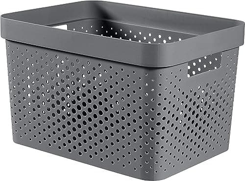Image of CURVER, Infinity Box 17 L, Recycled Plastic, Charcoal Grey, 35.5 x 26.2 x 21.9 cm