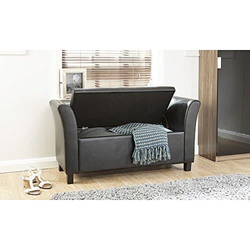 Image of Deerchair Furniture VERONA WINDOW SEAT FAUX LEATHER LARGE OTTOMAN STORAGE BOX BENCH FOOTSTOOL BLACK