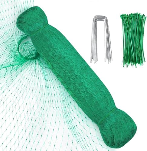 Image of 4×10M Bird Netting for Garden, Green Garden Netting Mesh with 50 Cable Ties & 10 Nails, Pond Cover, Plant Protection, Garden Mesh Fence, Pea and Strawberry Netting