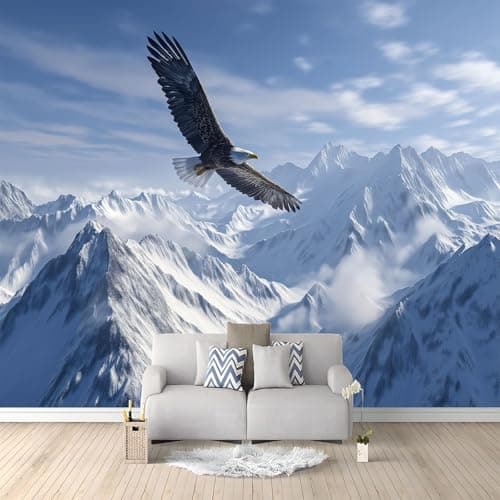 Image of Wall Mural Luxurious Photo Wallpaper 200 x 140 cm Realistic Eagle Mountains Blue Non-Woven Mural Wall Art Decoration Poster Picture Design - Wallpaper Modern for Lounge Office