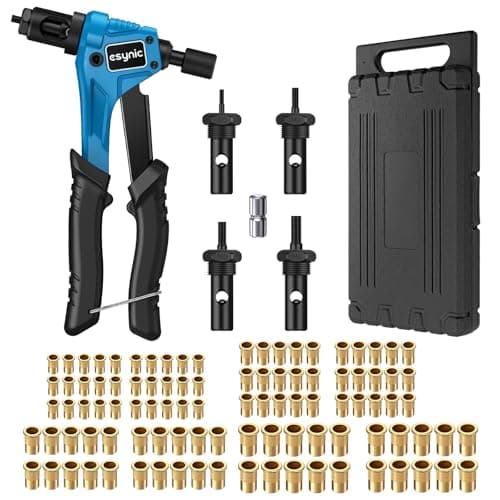 Image of eSynic Rivnut Tool Professional Rivet Nut Gun 8 Inch Rivet Nut Tool Set Hand Rivnut Tool Kit Durable Rivnut Gun with 100pcs M3 M4 M5 M6 Rivet Nut Tools and Carrying Case to Make Your Job Easier