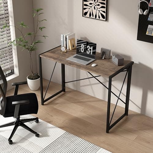 Image of mcc direct Folding Desk Workstation Foldable Computer Desk for Office Home Study Writing Table No Assembly Miami (Distressed Grey, 100cm)