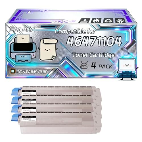 Image of 46471104 46471103 46471102 46471101 Toner Cartridge Compatible for Okidata OKI C833dn C833n C843dn C823dn Printers, With Chip, 8000 Pages, Vibrant Colours (4 Pack Black)