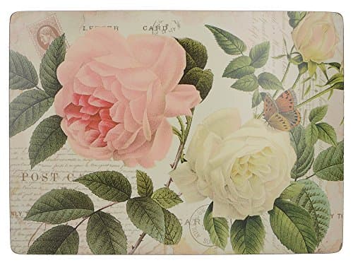 Image of Creative Tops Set of 6 Rose Garden Premium Cork-backed Mats Placemats, Wood, Red, Medium