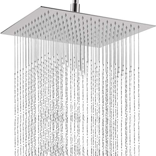 Image of Eidoct 12 Inch Rainfall Shower Head, Large Stainless Steel High Pressure Square ShowerHead, Waterfall Full Body Coverage with Silicone Nozzle