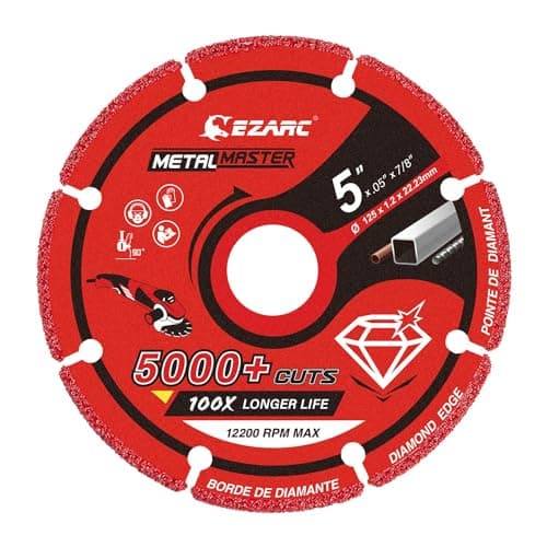 Image of EZARC Diamond Cutting Disc 125mm x 22.23mm for Metal, Cut Off Wheel with 5000+ Cuts on Rebar, Steel, Iron and INOX, 1PCS