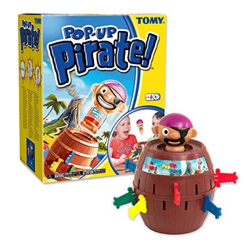 Image of TOMY Pop Up Pirate Classic Children's Action Board Game, Family and Preschool Kids Game for Children 4, 5, 6, 7, 8 Year Old Boys Girls Adults,Packaging may vary, Wood - Choc Brown