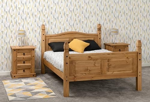 Image of Seconique Corona 4'6" Double High End Bed in Distressed Waxed Pine