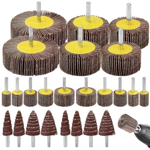 Image of 24PCS 80 Grit Sanding Flap Wheels Abrasive Flap Wheel Set Polishing Disc Sanding Heads with 6mm Shank, Rotary Tool for Wood Steel Deburring, Remove Rusta, Weld Burr, Grinding
