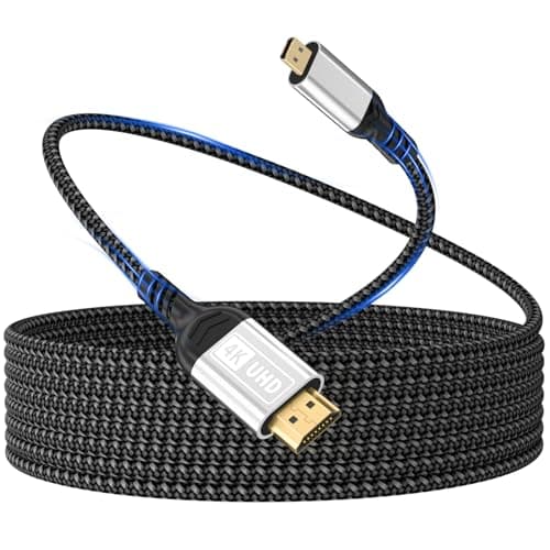 Image of woednx Micro HDMI to HDMI,2m Cable 4K@60Hz Micro HDMI 2.0 Cable,3D HDR,ARC,Micro HDMI to HDMI Compatible with Raspberry Pi 5/4,Cameras A6300 A6400,GoPro Hero 9/8/7/6,Yoga,ODROID TV,Laptops,Monitors