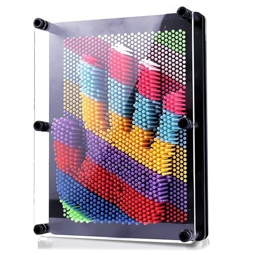 Image of Rainbow Pin Art Impression Toy Large,13x18cm 3D Pin Art Board Toy Fun Desk Toys Sculpture Gadget,Cool Stuff for bedrooms,Stocking Fillers Cool Presents for Teenage 7 -16 Year Olds Girls/Boys Gifts