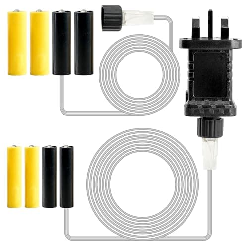 Image of GEEZY Universal Battery to Mains Adapter with 3m Cable - AA & AAA Battery Eliminator Kit, Replaces 2x or 3x Cells - Power Supply Converter for Electronic Devices, Christmas LED Lights & Clocks
