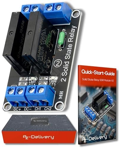 Image of AZDelivery 2 Channel Relay Module 5V DC Solid State Relay Low Level Trigger Power Switch Relay Board compatible with Arduino and Raspberry Pi including eBook