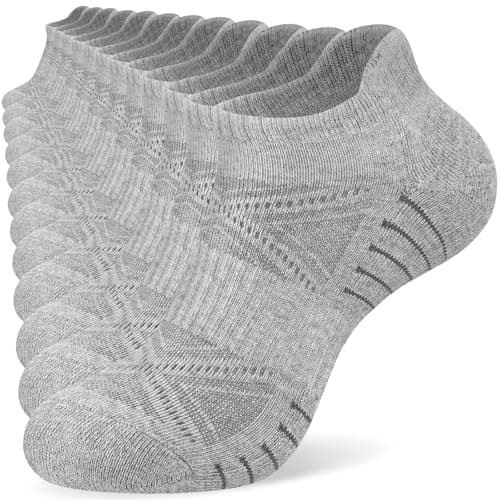 Image of SockWaddles Trainer Socks for Men Women, Anti-Blister Cushioned Ankle Running, Breathable Cotton Sports,6 Pairs Grey 9-11