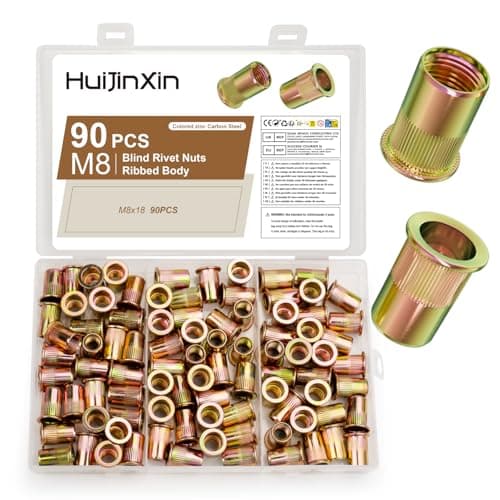 Image of 90 Pcs Rivet Nuts Kit, Rivnuts Kit, M8 Flat Head Threaded Insert Nuts, Carbon Steel Threaded Insert Nutsert Blind Rivet Inserts Nut Assortment Set for for Metal Sheets Wood Electrical