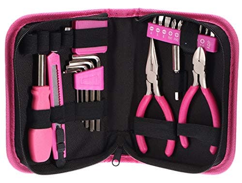 Image of SIXTOL Home Pink 26 Tool Set in a Plastic Case | Pink Tools | Tools for Ladies | Home Tools | 26pcs Tool Kit