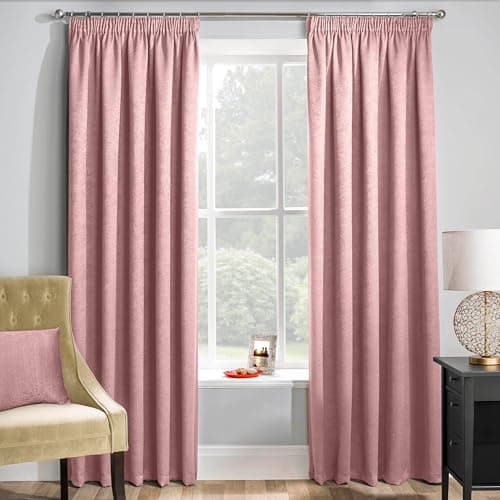 Image of Enhanced Living Matrix Pink Blockout Pencil Pleat Curtains - 66 x 72 inch (168 x 183cm) - Thermal Blush Pink Curtains for Bedroom & Living Room 2 Panels