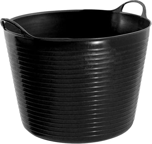 Image of 42L Litre Heavy Duty Black Flexible Trug Bucket with Handles – Large Multipurpose Tub for Garden, Laundry, Builders, Cleaning & Storage | Durable Plastic Builders Tub – 1 Pack