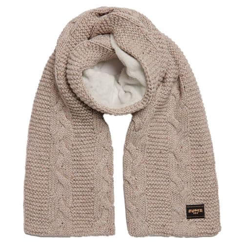 Image of Superdry Cable Knit Scarf Scarf for Women, Oaty Beige Fleck, One size