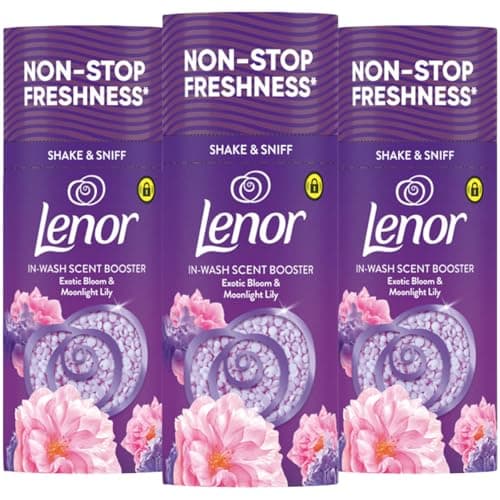 Image of Lenor In-Wash Scent Booster 3 x 155g Laundry Perfume – Long Lasting Fabric Freshener Beads, Washing Machine Fragrance, Up to 12 Weeks Freshness (Exotic Bloom)