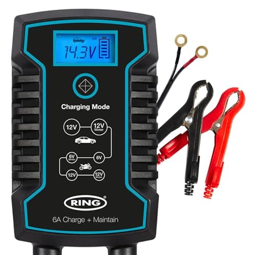 Image of Ring RSC806, 6 Amp Battery Charger and Maintainer. 6V & 12V Smart Charger, Compatible with Stop Start Cars, Vans, Motorcycles, SUV, Leisure
