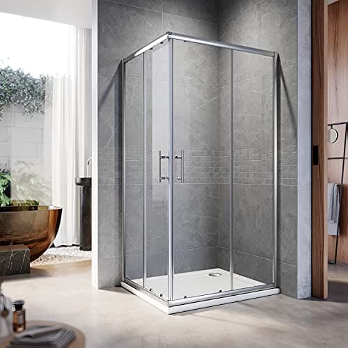 Image of ELEGANT 1200 x 900 mm Sliding Corner Entry Shower Enclosure 6mm Extra Toughened Safety Glass Sliding Cubicle Door