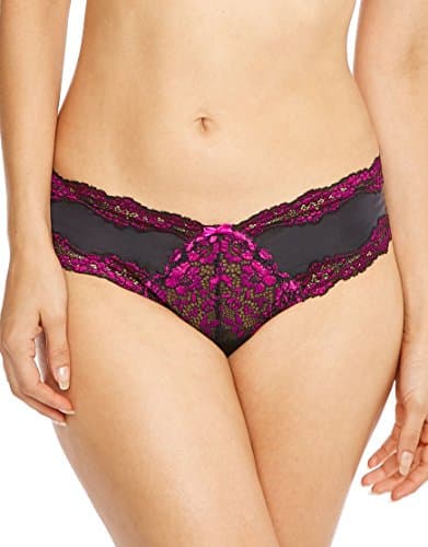Image of Pour Moi? Women's Fever Thong Brief, Black (Black/Rose), 12