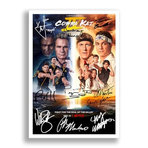Image of Cobra Kai Cast Signed Autograph A4 Poster Photo Print TV Show Series Season Framed DVD Boxset Memorabilia Gift (Season 4, A4 Poster Only)