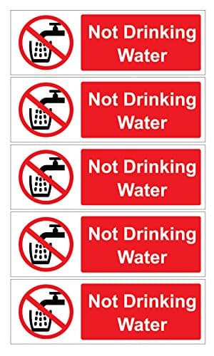 Image of Pack of 5 Not Drinking Water Notice Self Adhesive Stickers Safety Signs Business Each is 150mm by 50mm