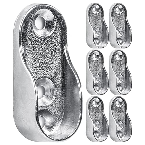 Image of Oval Chrome Wardrobe Hanging Sockets 15mm Rail Rod End Supports Wardrobe Rod Socket Fitting Round Bracket Stainless Steel Closet Rod Brackets Pack of 6.