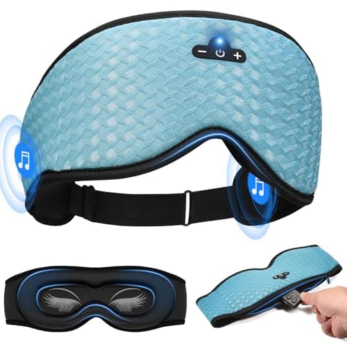 Image of 3D Contoured Sleep Mask with Bluetooth Headphones, Adjustable Blackout Sleeping Mask, Easy Installation Sleeping Headphones with Ultra-Thin Stereo Speakers for Men, Women-Blue