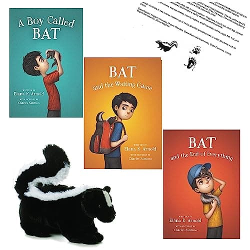 Image of A Boy Called Bat, Bat and the Waiting Game and Bat and the End Of Everything by Elana K. Arnold Paperback Gift Set with Thor 8” Skunk Stuffed Animal Plush, and Fact Sheet by We 3 Books