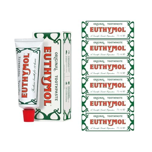 Image of Euthymol Original Toothpaste 75ml x 6, Fluoride Free Anti-Plaque Antibacterial Cavity Teeth Gums Clean Healthy Protection Refresh Daily Oral Enamel Dental Care