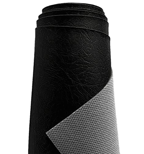 Image of A-Express Heavy Thick Faux Leather Fabric Grained Leatherette Vinyl Leathercloth Automotive Home Decor Upholstery Material - Black 2 Metres 200cm x 140cm