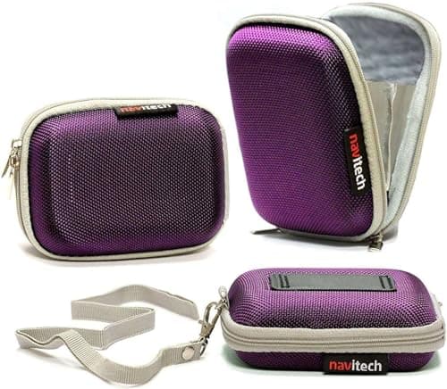 Image of Navitech Purple Shockproof Camera Case Compatible with Canon PowerShot Zoom Telephoto Monocular Compact Camera