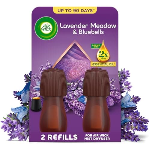 Image of Air Wick Essential Mist Twin Refills, Relaxing Lavender, Pack 2 x 20ml, Natural Essential Oils, Last up to 90 days, Packaging may vary