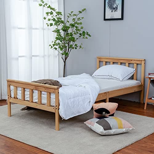 Image of Panana 3FT Corona Single Size Bed,Solid Pine Wood Platform Bed Frame with Headboard (3FT bed high end)