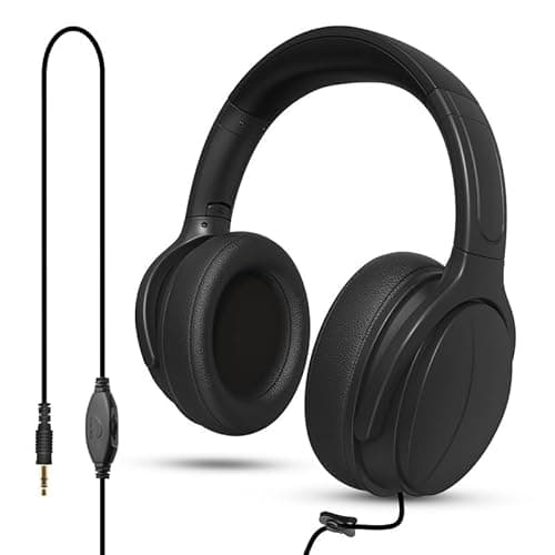 Image of WMSZMSM Extra Long Cord Wired Headphone for TV and PC for TV Watching for Seniors with Volume Control Wired Headphones with Long Cord Length Universal 3.5mm AUX Audio(19.6FT)