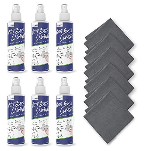 Image of LOUKIN Non-Toxic Whiteboard Cleaner, 250ml Dry Erase Board Cleaner, Low-Odor Whiteboard Cleaning Spray with Cloths, Removes Stubborn Marks from Whiteboards, Chalkboard (6-Pack)