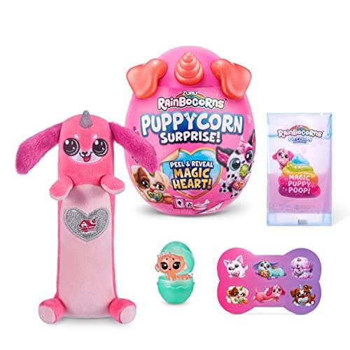 Image of Rainbocorns Sparkle Heart Surprise, Puppycorn Series 2, Squeaky Jay the Sausage Dog - Collectible Plush - 7 Layers of Surprises, Peel and Reveal Heart, Ages 3+